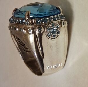 JOHN HARDY Sterling Silver Large Swiss Blue Topaz Ring Size 6.5 (20 Grams)